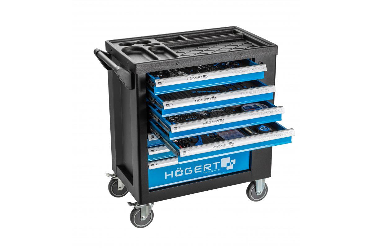 Шкаф Hoegert HT7G050 для инструментов с 7 ящиками и боковой дверью с оснащением 544 элемента
