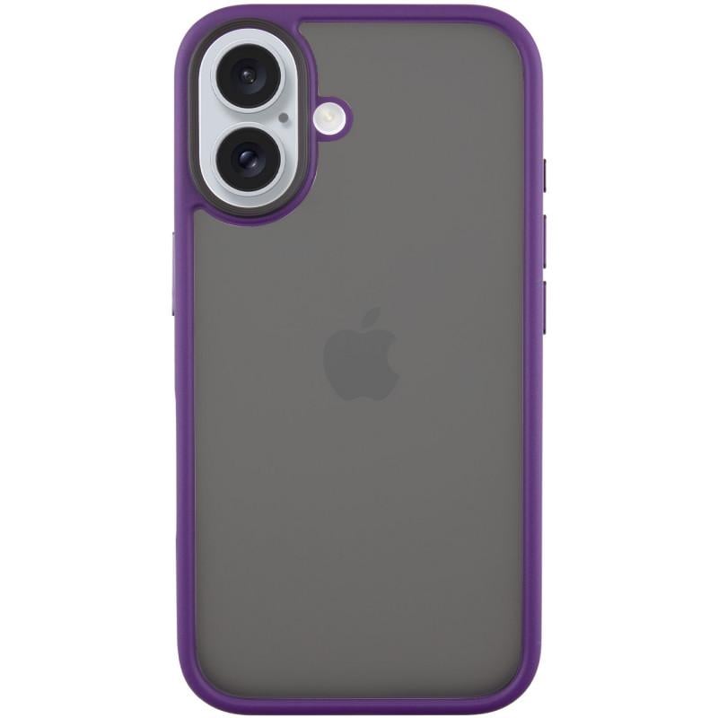 Противоударный TPU+PC чехол Metal Buttons для Apple iPhone 16 (6.1") Dark Purple