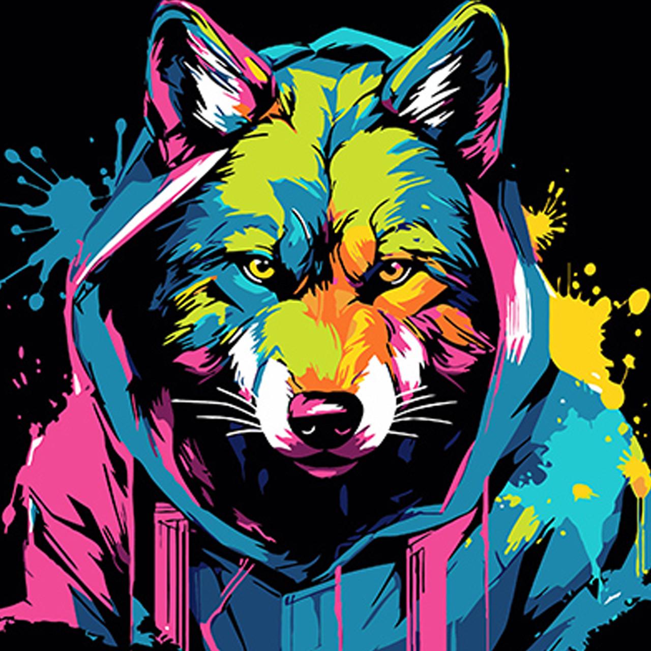 Картина по номерам Strateg Премиум Яркий образ волка на черном фоне 40х40 см (AV4040-54)