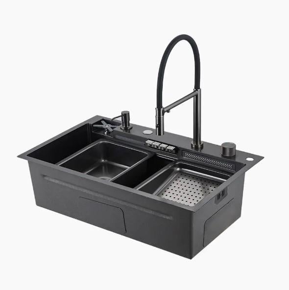 Мойка для кухни Gappo GS7547-19 с смесителем/сифоном/коландером дозатором и омывателем стаканов