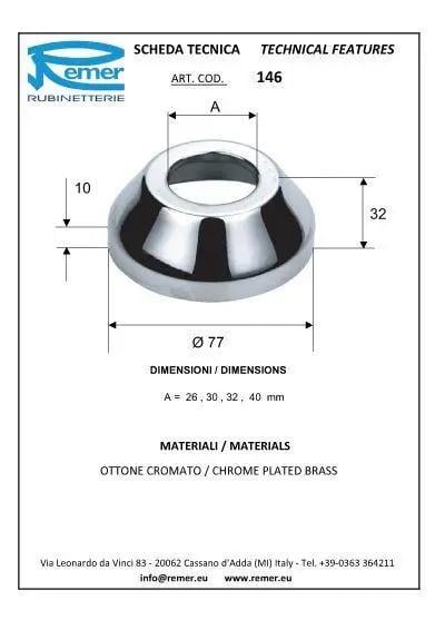 Фланець декоративний Remer 3/4 глибокий 26х77 мм (14626) - фото 2 Фланець декоративний Remer 3/4 глибокий 26х77 мм (14626) - фото 2