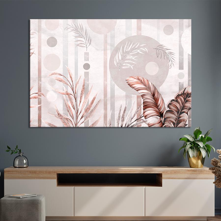 Картина на холсте Абстракция с листьями растений 80x54 см (V559-1_L)