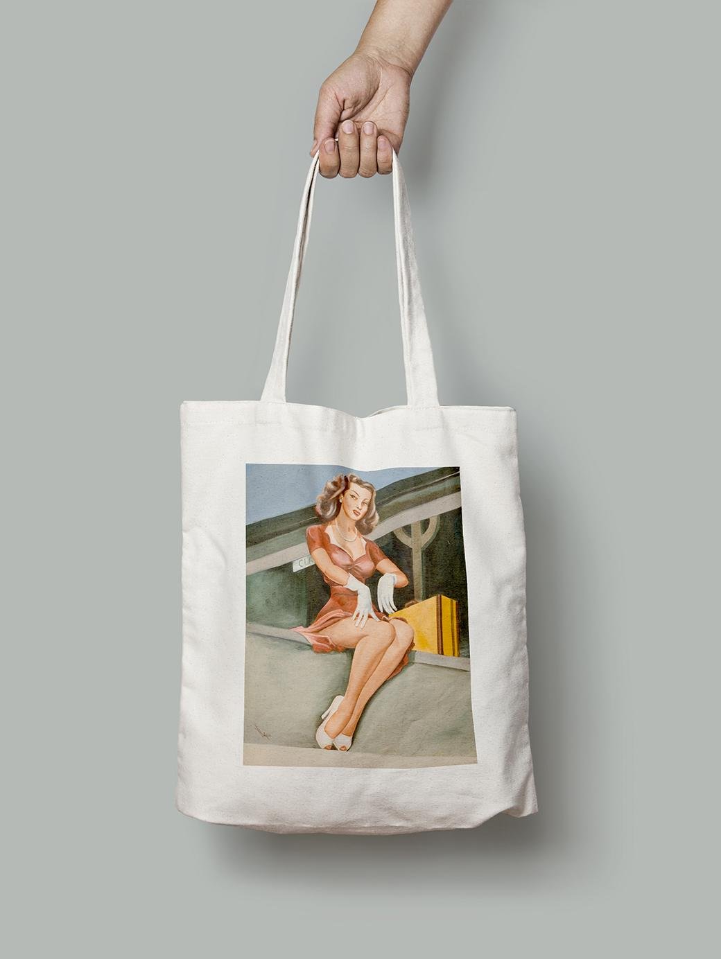 Эко-сумка Девушка на станции железной дороги шопер (pin_up010036_Bag)