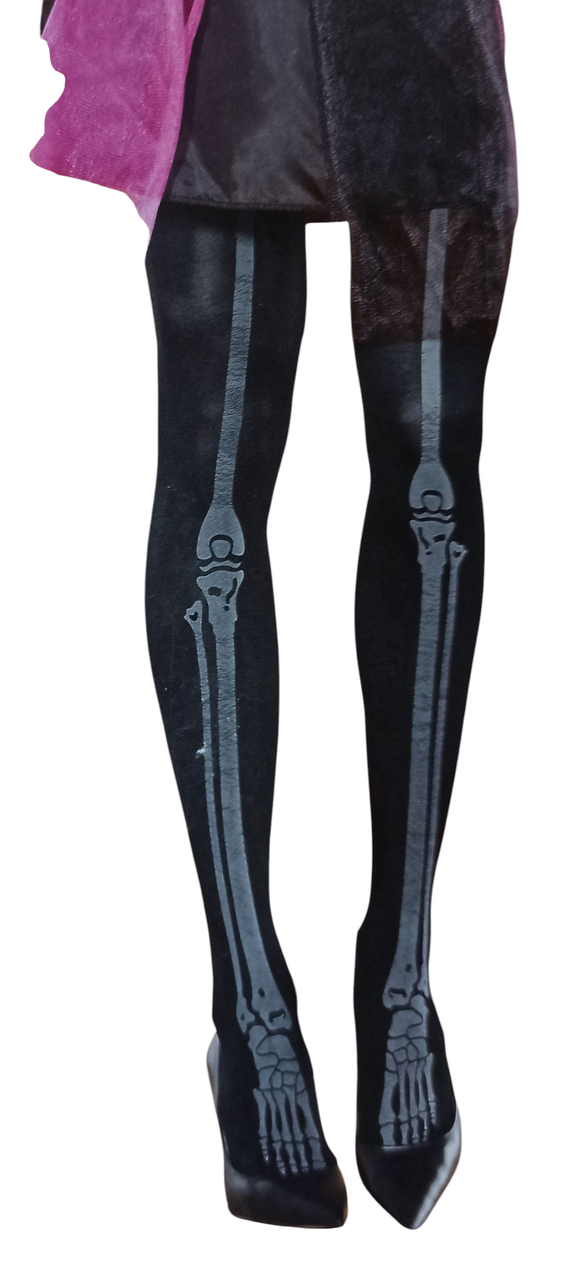 Колготки Скелет принт светятся в темноте на Хэллоуин 40 den S 38-40 Черный (L0560)