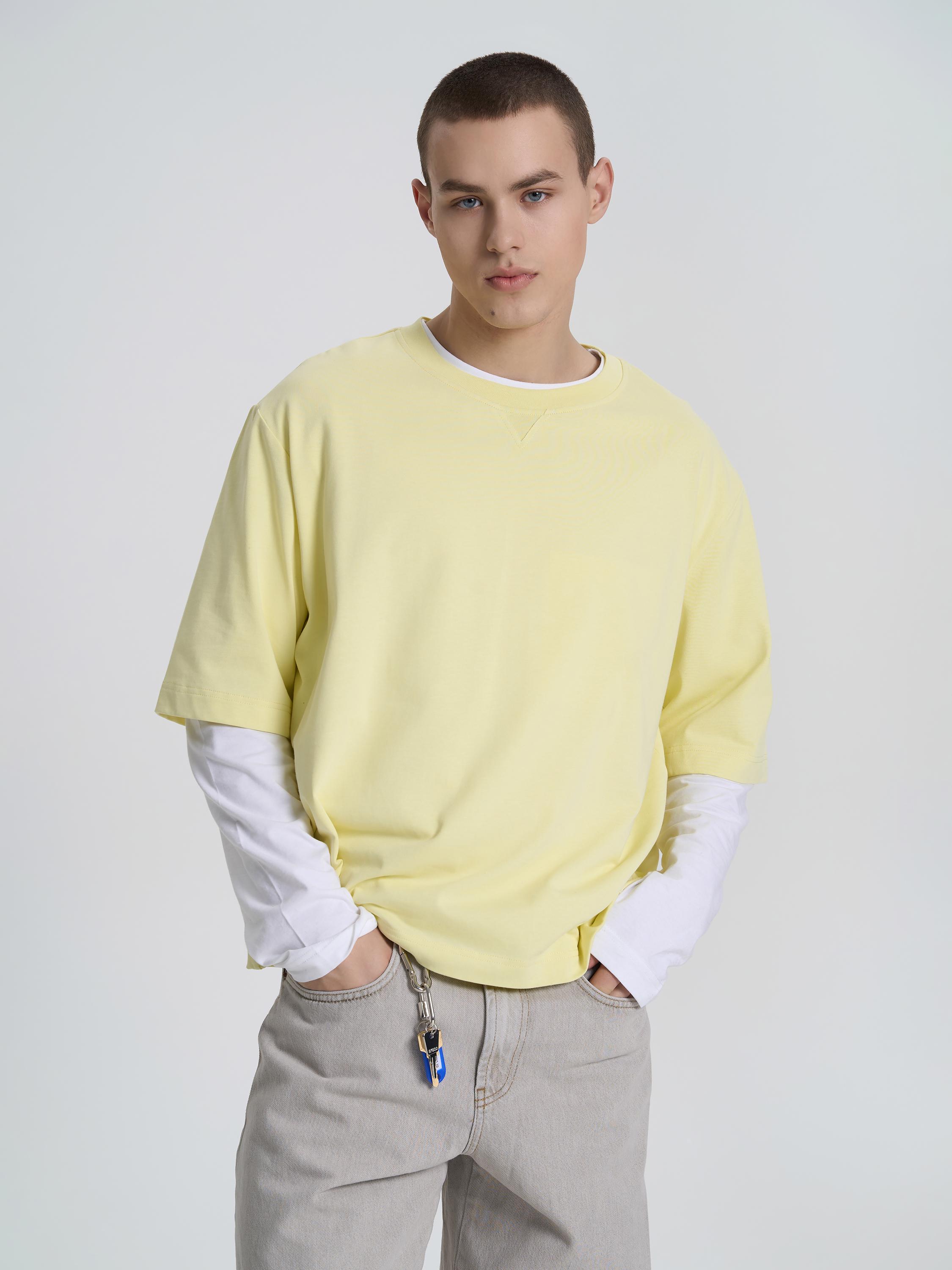 Футболка мужская с декоративной строчкой ROZA 240652 S Нежно-желтый (4824005723070) - фото 4 Футболка мужская с декоративной строчкой ROZA 240652 S Нежно-желтый (4824005723070) - фото 4