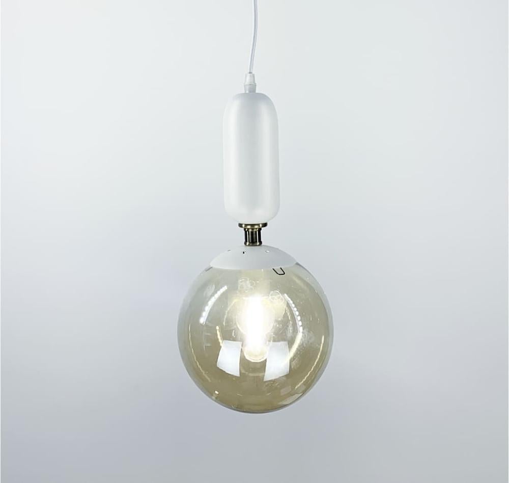 Підвісний світильник LineF з об'ємним плафоном Білий/Бурштиновий (12015/1 WT+AM) - фото 1