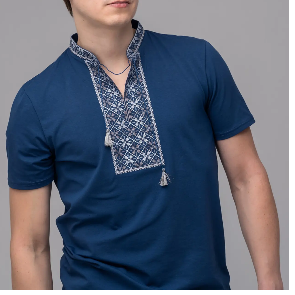 Футболка-вышиванка мужская трикотажная S Синий (М-45-s) - фото 5 Футболка-вышиванка мужская трикотажная S Синий (М-45-s) - фото 5