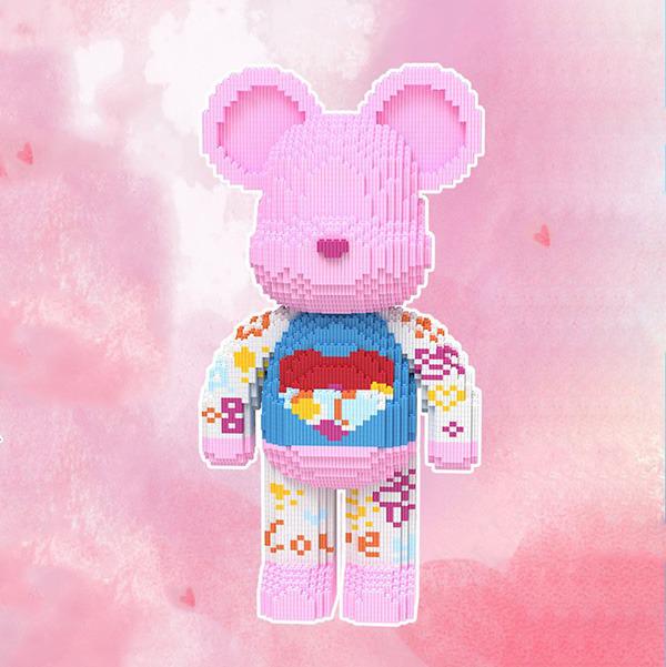 Конструктор Magic Blocks Ведмедик Bearbrick Heart на 4300 деталей 50 см Рожевий (9158) - фото 3