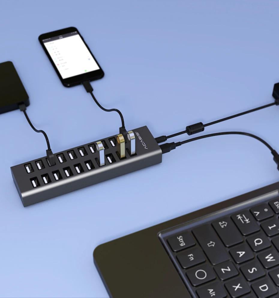 Активний USB hub Acasis H037 на 20 USB портів Сірий (1282) - фото 3