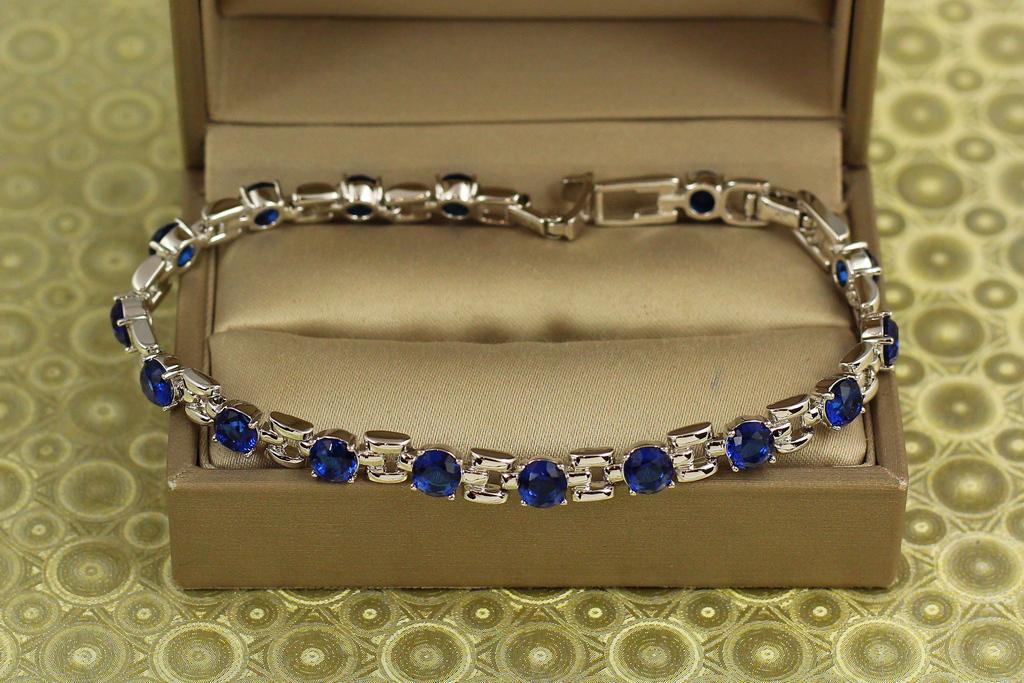Браслет Xuping Jewelry Рапсодія із синіми каменями 19 см 6 мм Сріблястий