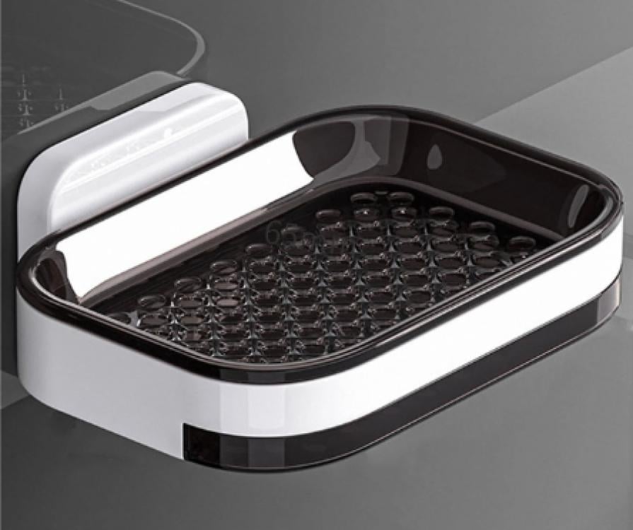 Мильниця настінна з кріпленням 13,3x9 см Black/White (128428) - фото 2 Мильниця настінна з кріпленням 13,3x9 см Black/White (128428) - фото 2