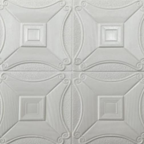 Самоклеющаяся декоративная 3D панель 700x700x5 мм Квадрат элипс белый