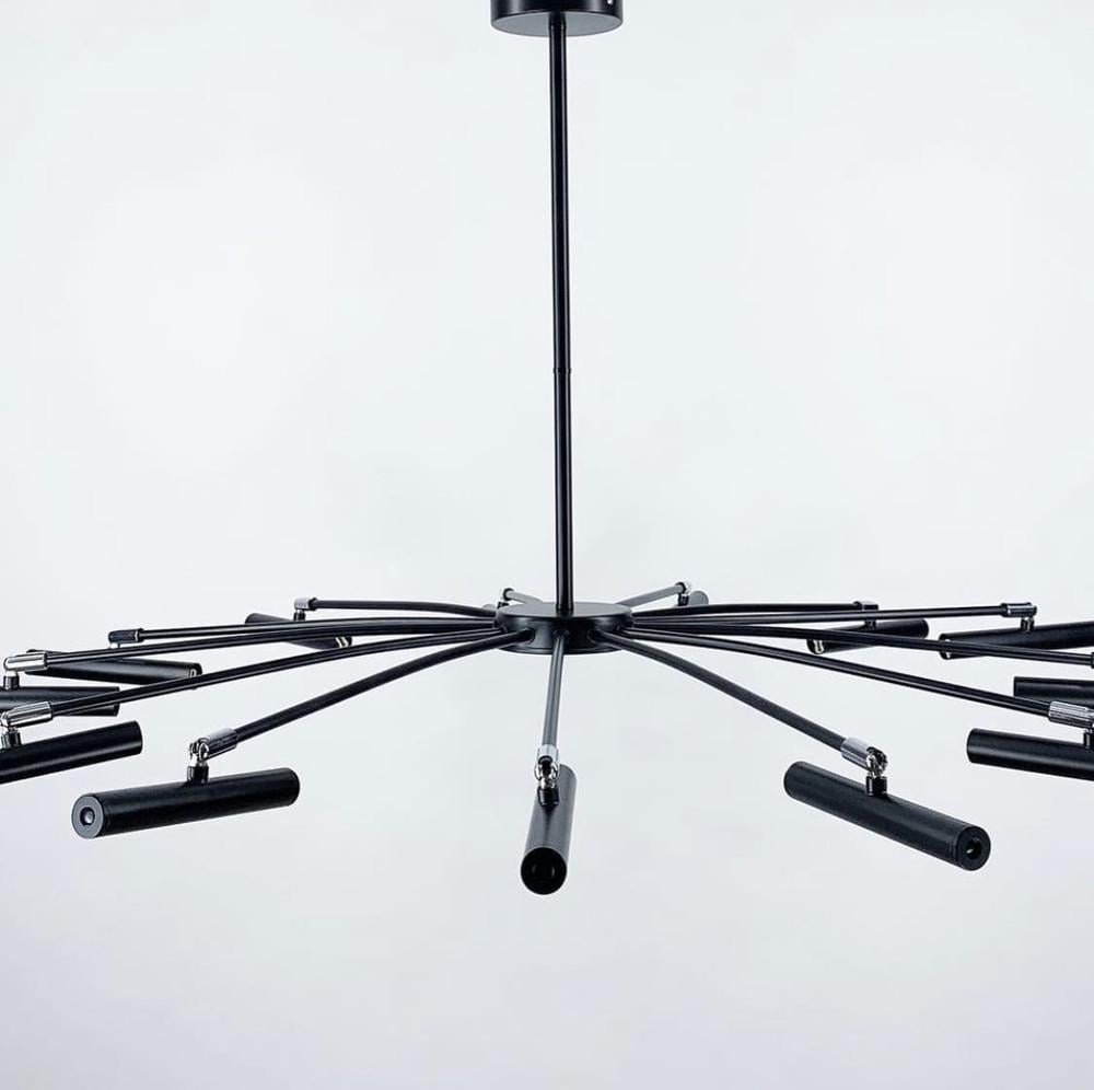 Люстра трубчаста з 12 регулюючими плафонами Чорний (LF_ST 01/12 BK) - фото 2