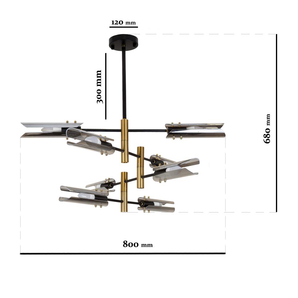 Люстра Levistella 761V1012-8 BK в стиле модерн на 8 плафонов графитового цвета 80х38 см Черный с бронзовым (14-16-LVS4214) - фото 2