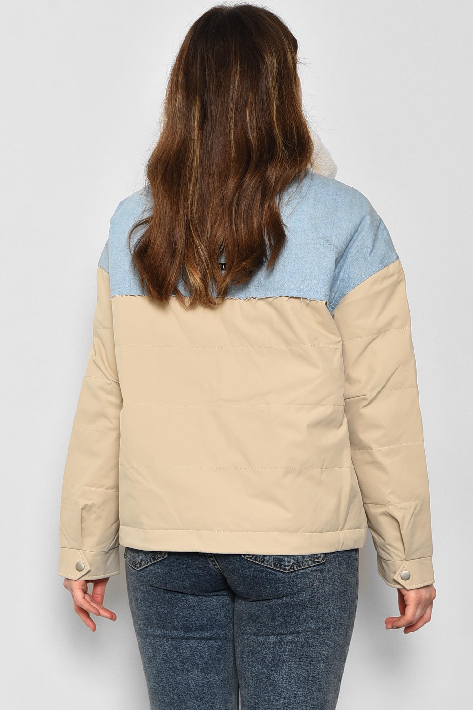 Куртка женская демисезонная L Бежево-голубой (175899) - фото 3 Куртка женская демисезонная L Бежево-голубой (175899) - фото 3