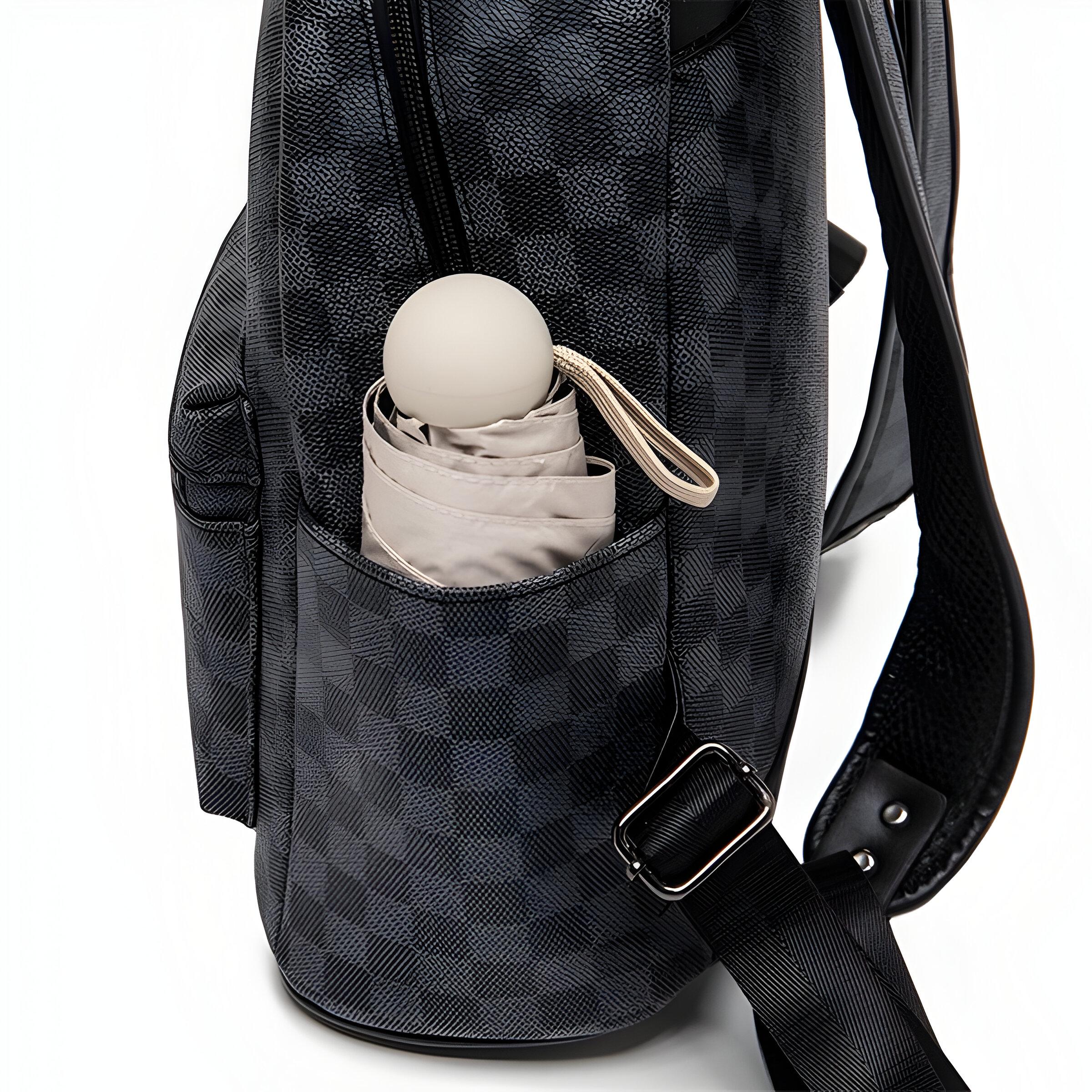 Рюкзак женский повседневный в клетку 30х13х35 см Черный (2255) - фото 6