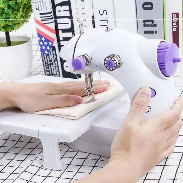 Швейна машинка Mini Sewing SM202A з педаллю та дошкою портативна від мережі/батарейок 4x AA (2134437025) - фото 8