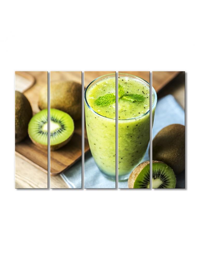 Картина модульная Смузи из киви 5 модулей 90x135 см