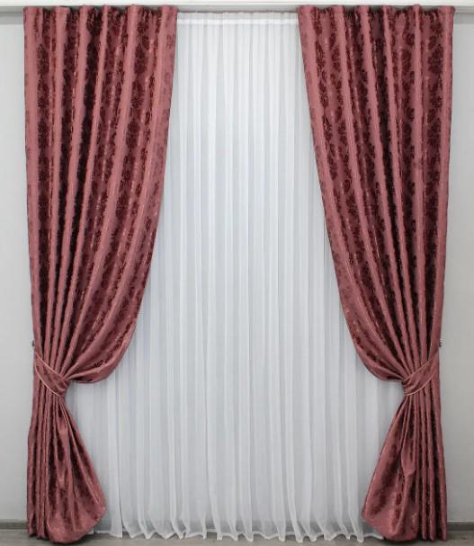 Шторы в гостиную/спальню блекаут 1,5х2,7 м 2 шт. Розовый (1113ш)