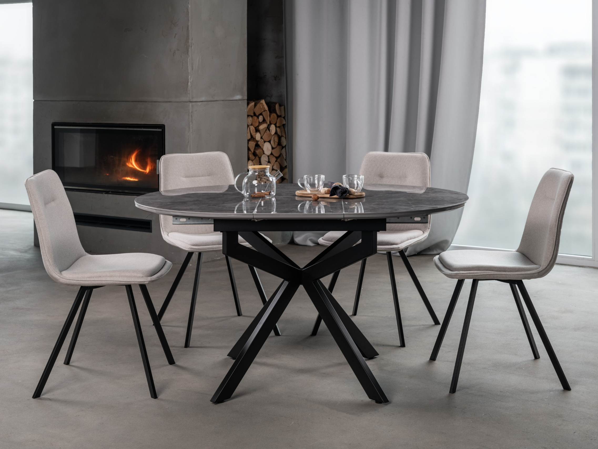 Обідній стіл круглий Vetro Mebel Офелія 1050/1380/760 мм Спайдер грей/Чорний (TML-1250) - фото 9 Обідній стіл круглий Vetro Mebel Офелія 1050/1380/760 мм Спайдер грей/Чорний (TML-1250) - фото 9