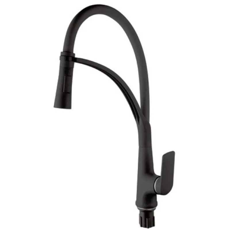 Смеситель для кухни Plamix Lucas-017 set с гибким изливом Black (PM0717)