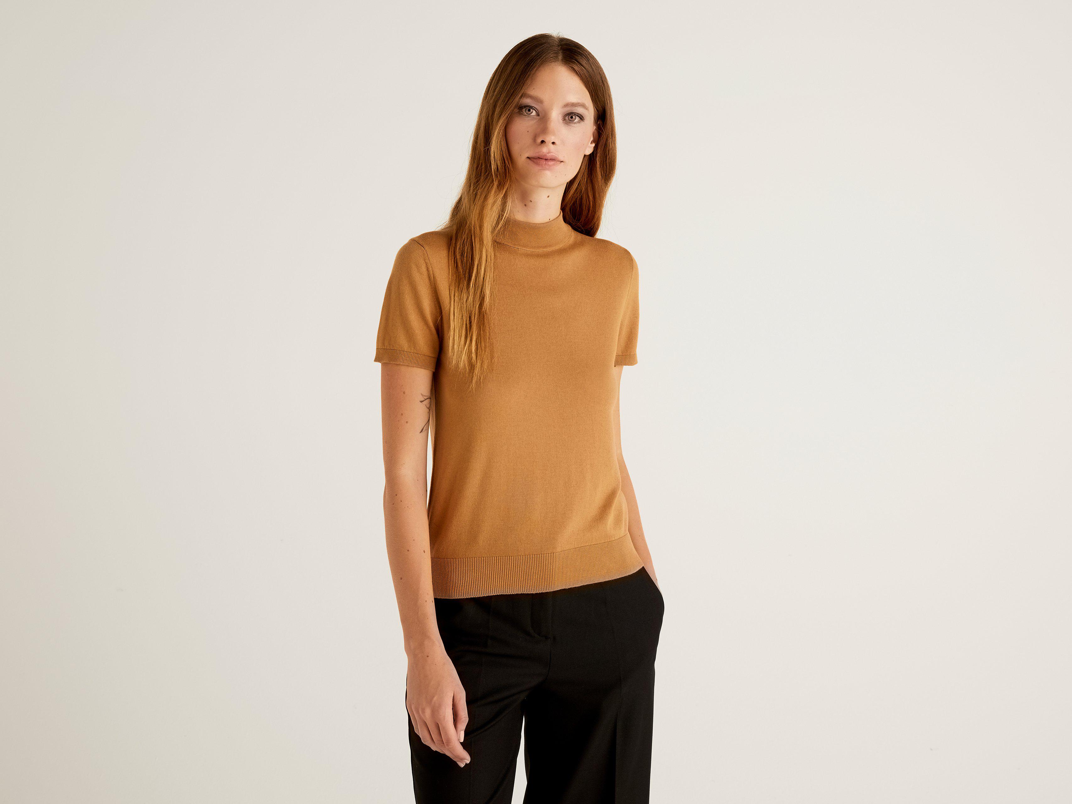 Жіноча футболка Benetton 102md2543 XS Бежевий