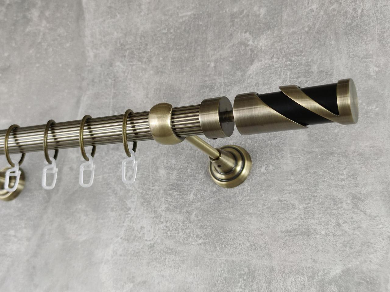 Карниз MStyle металлический для штор однорядный Сиена 25 мм рифленый 240 см Антик (5012432)