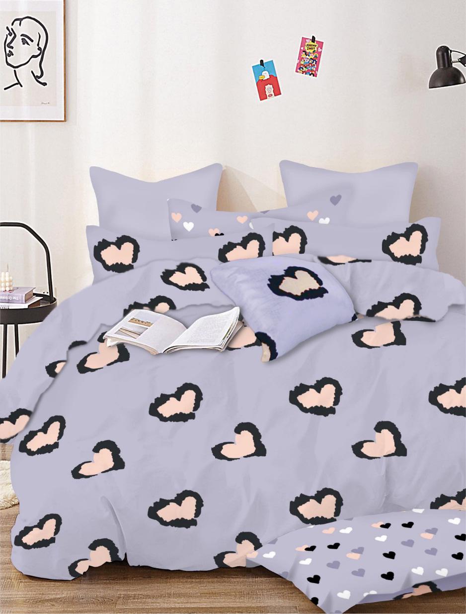 Комплект постельного белья Zastelli Heart бязь евро 200x220 Фиолетовый