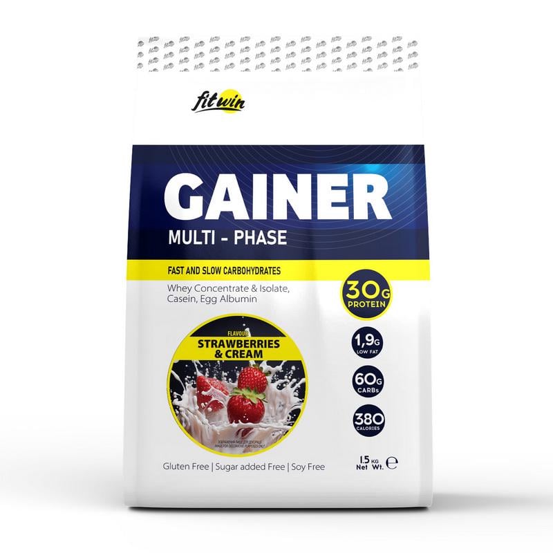 Гейнер FitWin Gainer Multi-Phase 1,5 кг Клубника со сливками