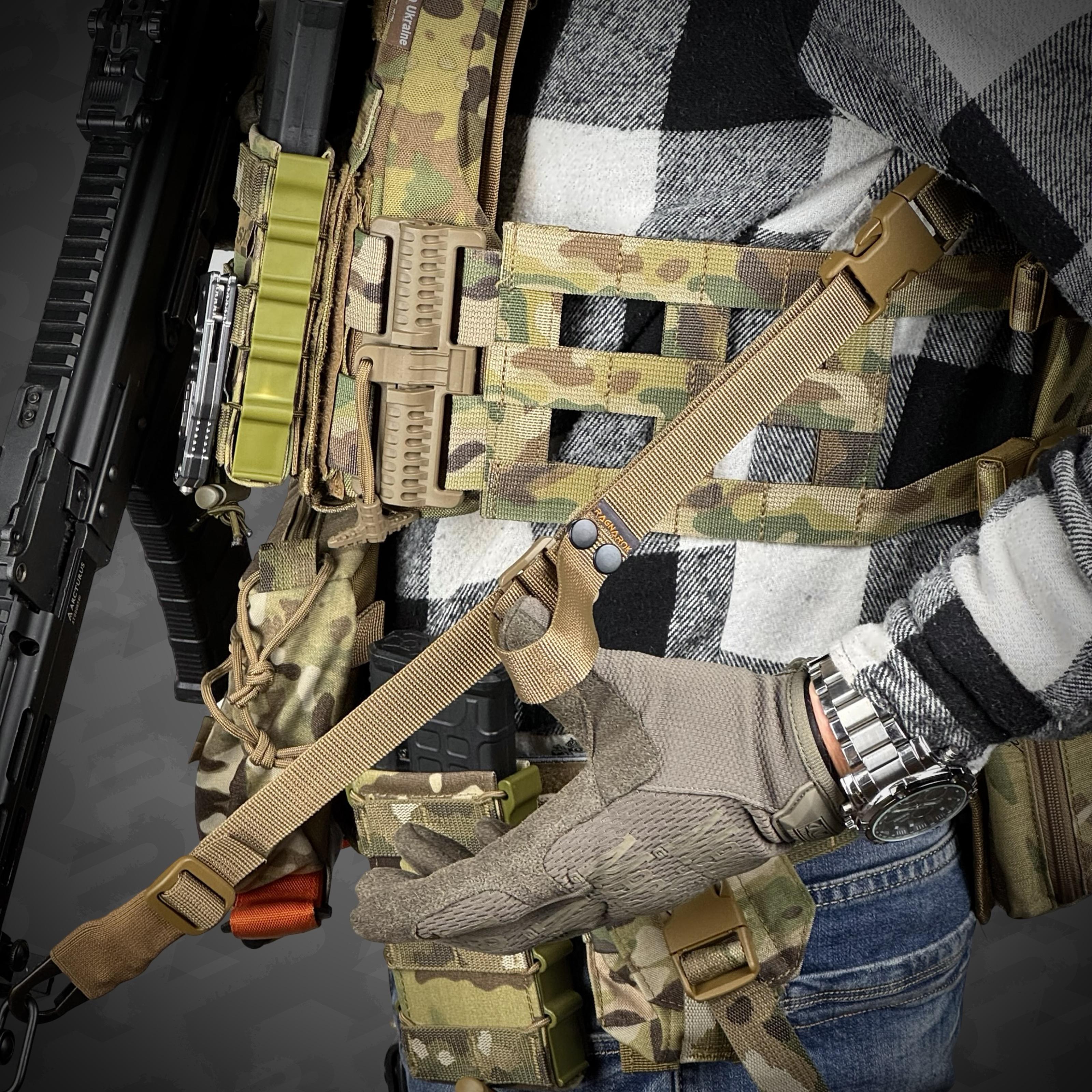 Ремень оружейный одно/двухточечный эластичный Ragnarok FORSETI Койот - фото 6