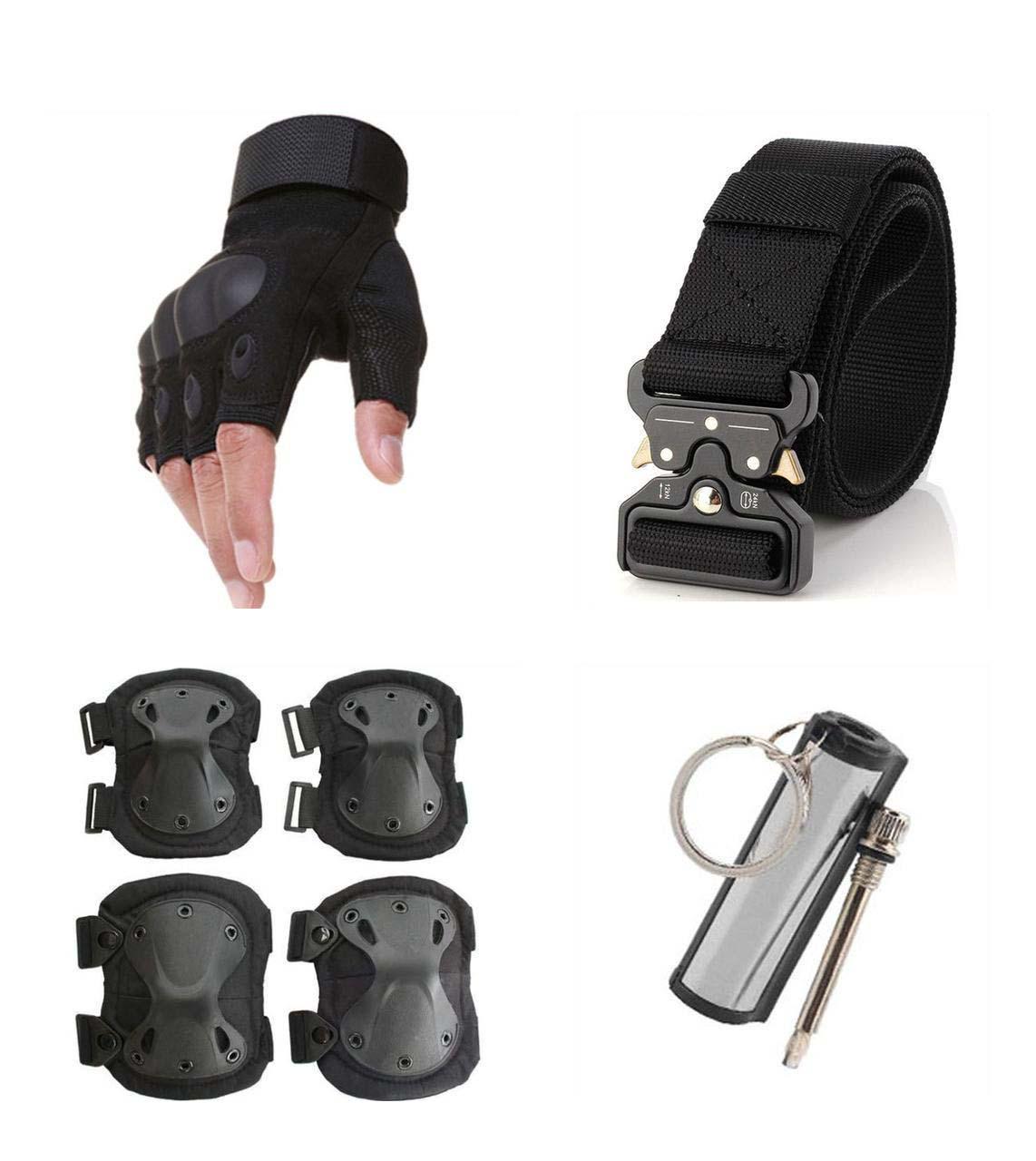 Комплект ремень/наколенники/налокотники/вечная спичка/перчатки XL Черный Комплект ремень/наколенники/налокотники/вечная спичка/перчатки XL Черный