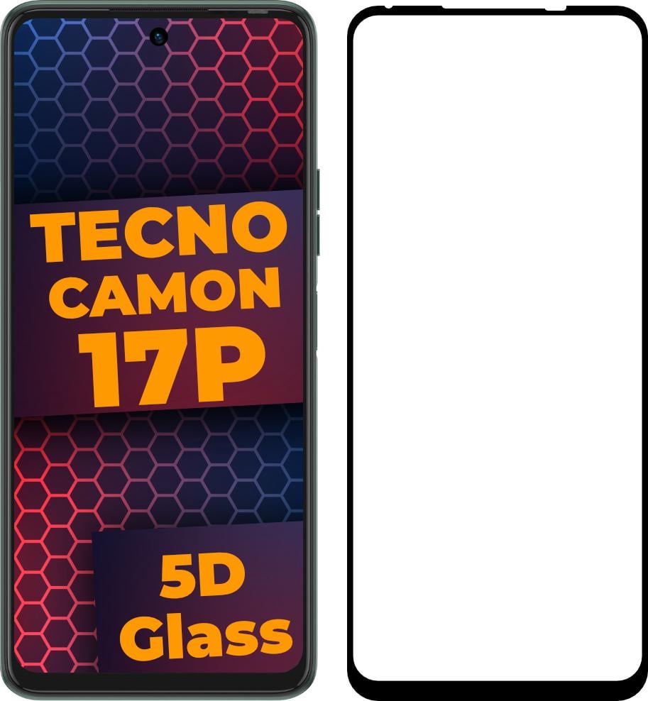 Стекло 5D Tecno Camon 17P защитное Full Glue Black (23879)
