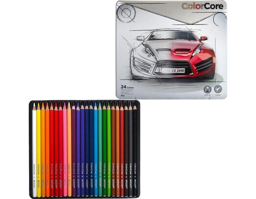 Набор цветных карандашей в металлической коробке Marco 24 цвета (MAR-3100-24-NT)