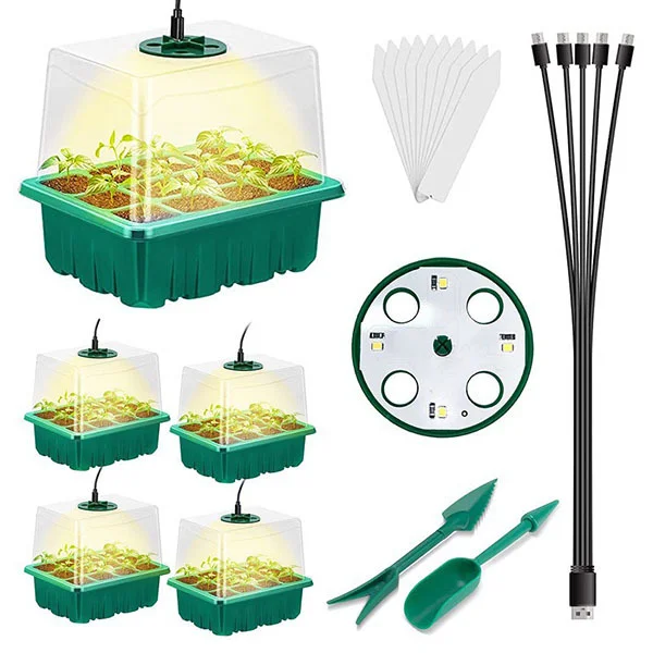 Парник для рассады на 12 ячеяк 5 шт. с системой подсветки и инструментами для пикировки саженцев (C00486) - фото 5