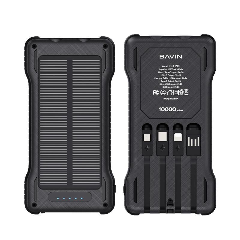 Повербанк BAVIN PC1198 SOLAR Led Lights 10000 mAh Black (Y-PC1198 BK) - фото 3