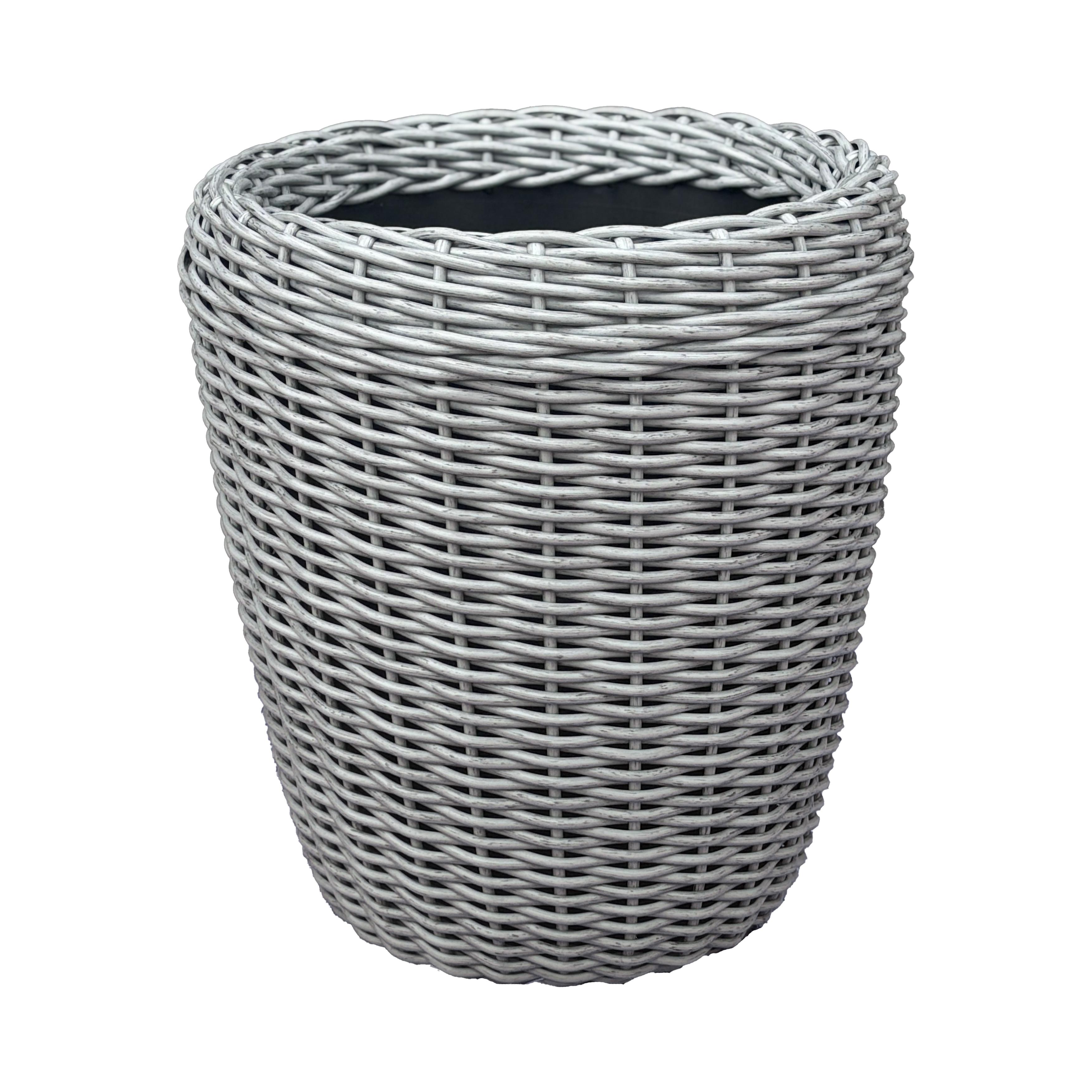Кашпо высокое для цветов и растений из искусственного ротанга/ручной работы 16 л Серый - фото 1 Кашпо высокое для цветов и растений из искусственного ротанга/ручной работы 16 л Серый - фото 1