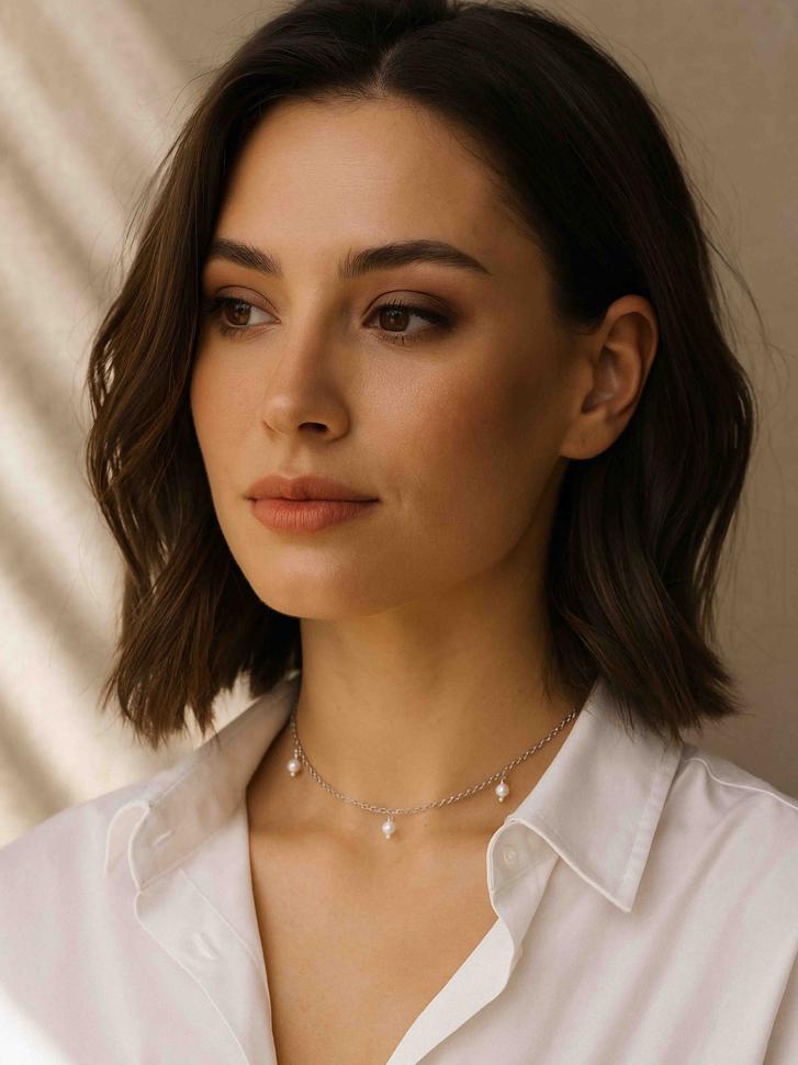 Срібний ланцюжок з перлинками (5633)