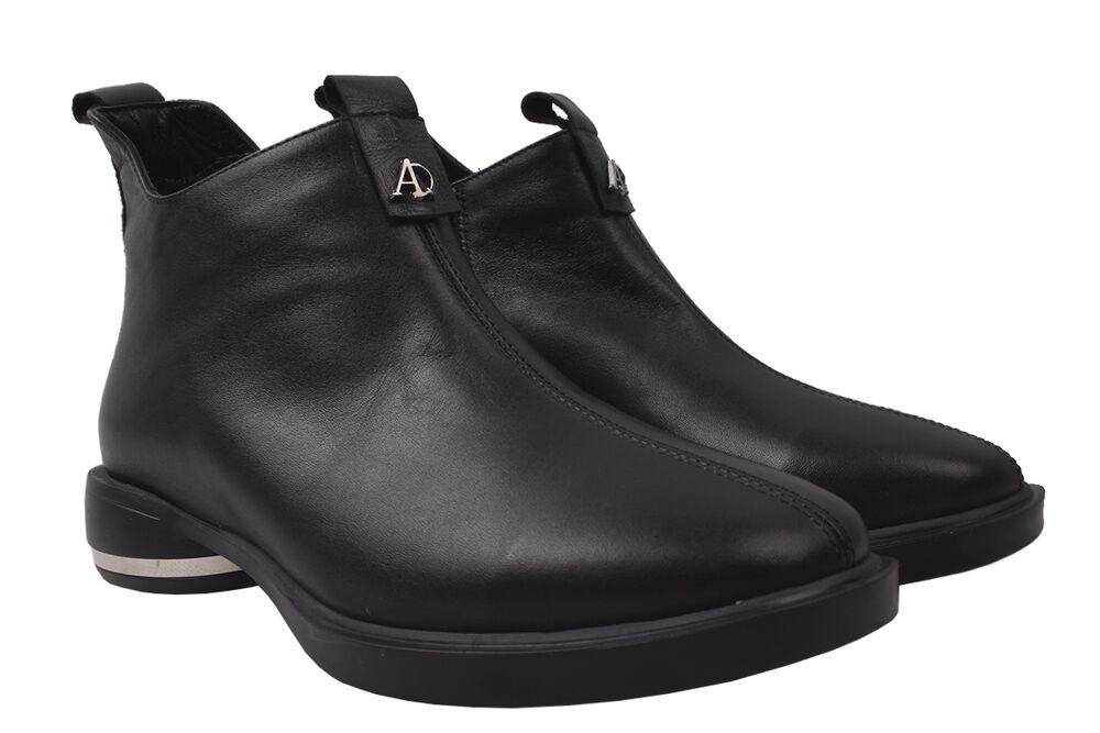 Ботинки Aquamarin на низком ходу женские из кожи р. 38 Черный (1681-9DHC)