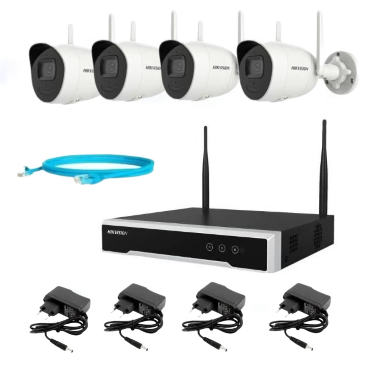 Набір відеонагляду на 4 бездротові камери Hikvision 4Mp-Wi-Fi-DS-2CV2041G2-IDW зі звуком (23321841)