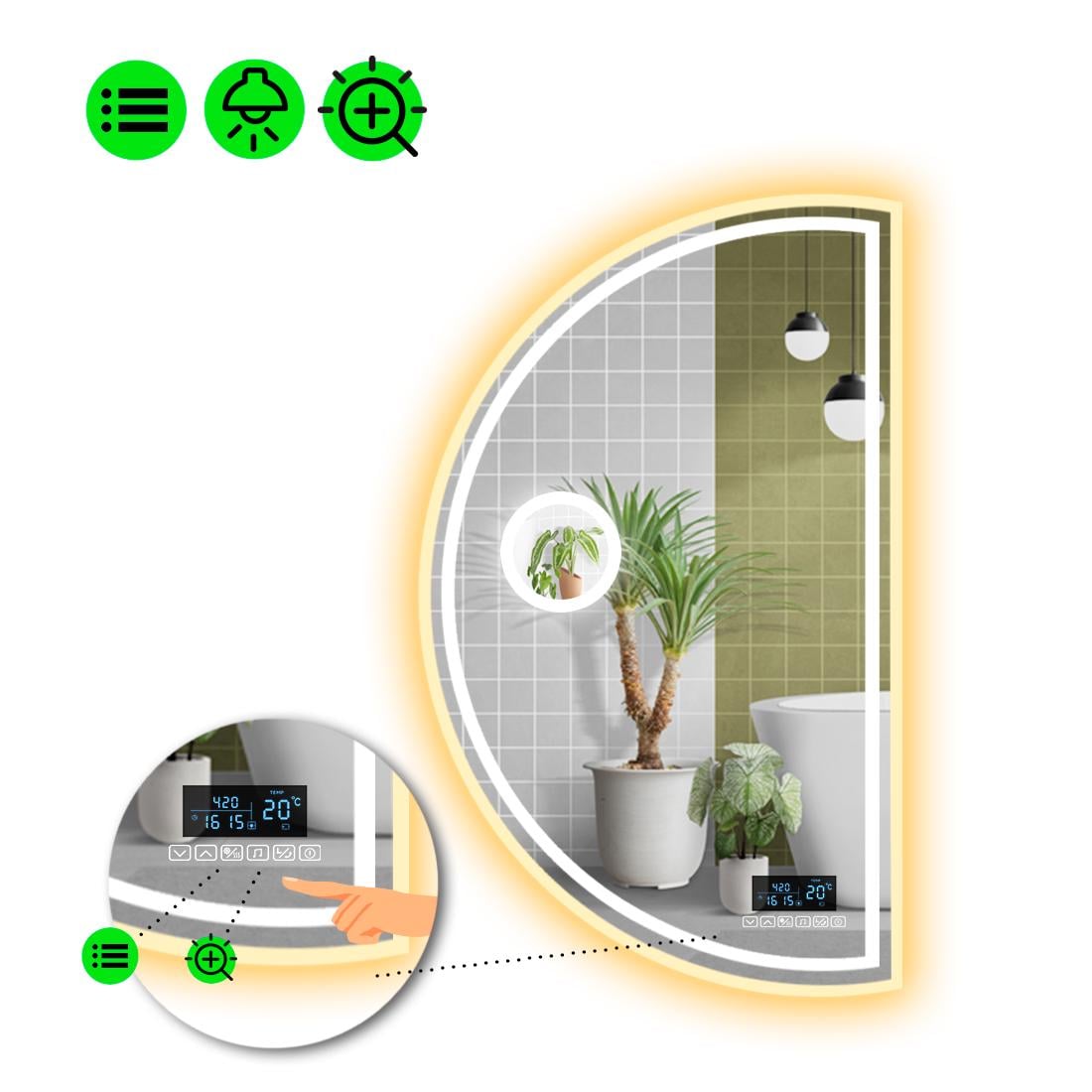 Зеркало с LED подсветкой Parette 4 с Smart-блоком 100x50 см (8995075)