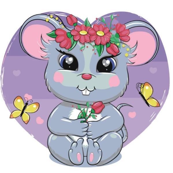 Картина по номерам Strateg Животные Мышонок 30х30 см в термопакете (ES109-mt)