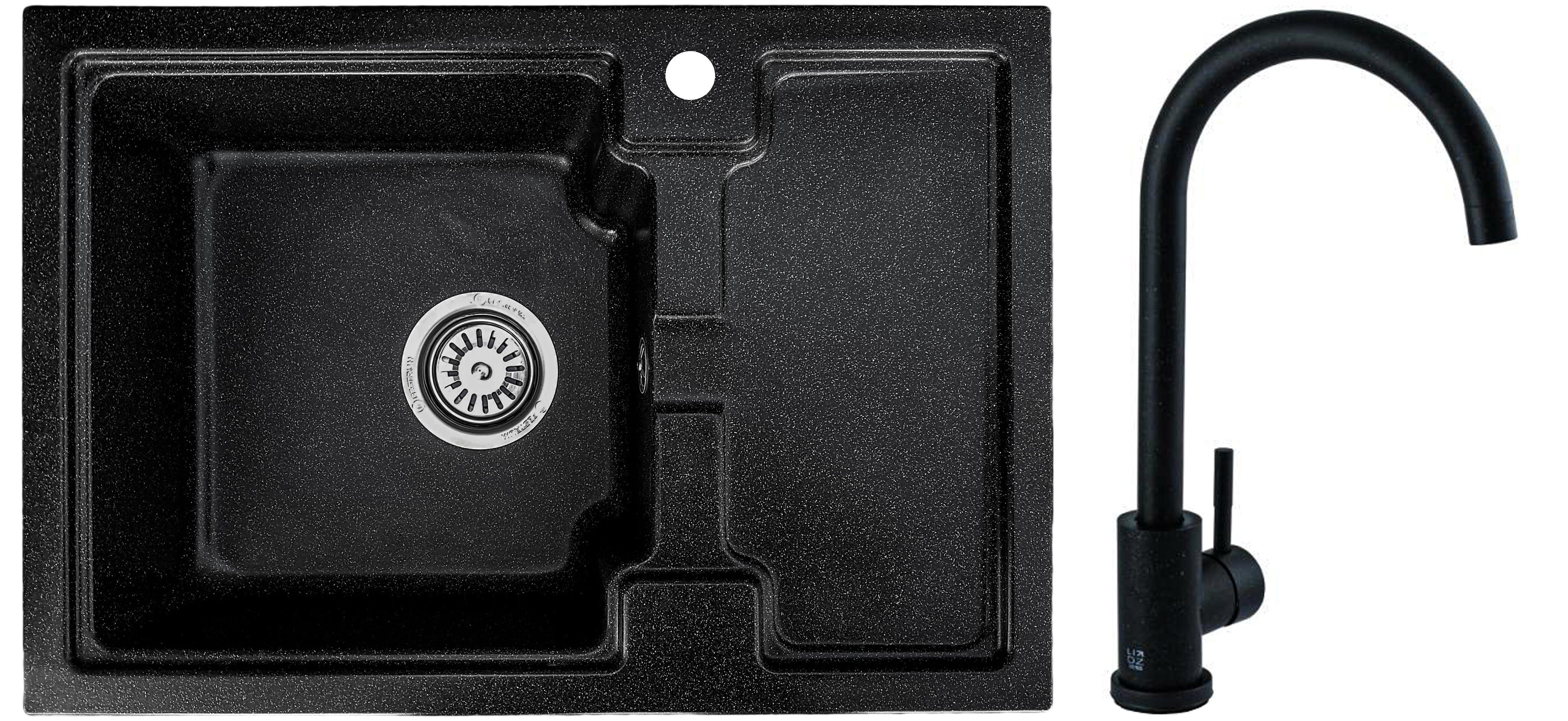 Мийка кухонна Valetti 78R зі змішувачем 625х425 мм Чорний