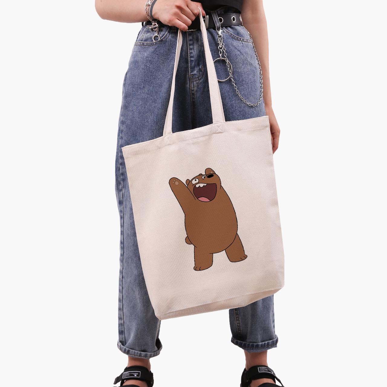 Еко сумка шоппер We Bare bears 41х39х8 см Бежевий (9227-1777-WTD) - фото 5