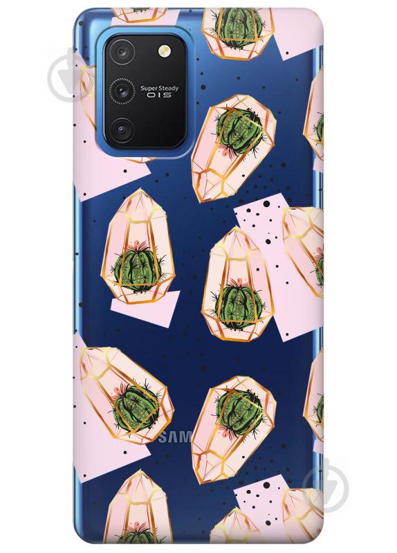 Прозрачный силиконовый чехол iSwag для Samsung Galaxy S10 Lite с рисунком - Кактусы в колбах (KS3454)