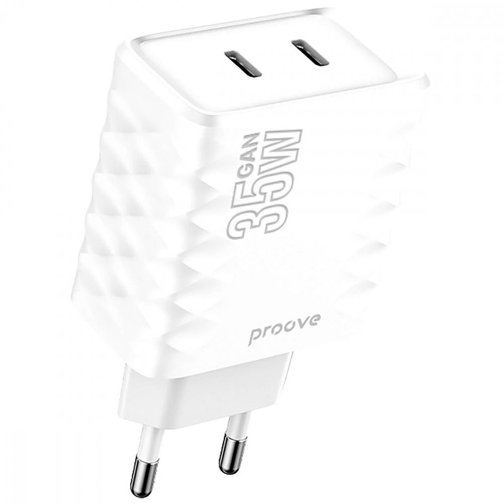 Зарядное устройство Proove Speed Surge Gan 35 W Type-C/Type-C White Зарядное устройство Proove Speed Surge Gan 35 W Type-C/Type-C White