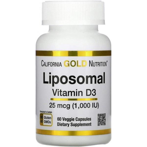 Витамин D California Gold Nutrition Liposomal Vitamin D3 1000 IU 60 Veg Caps