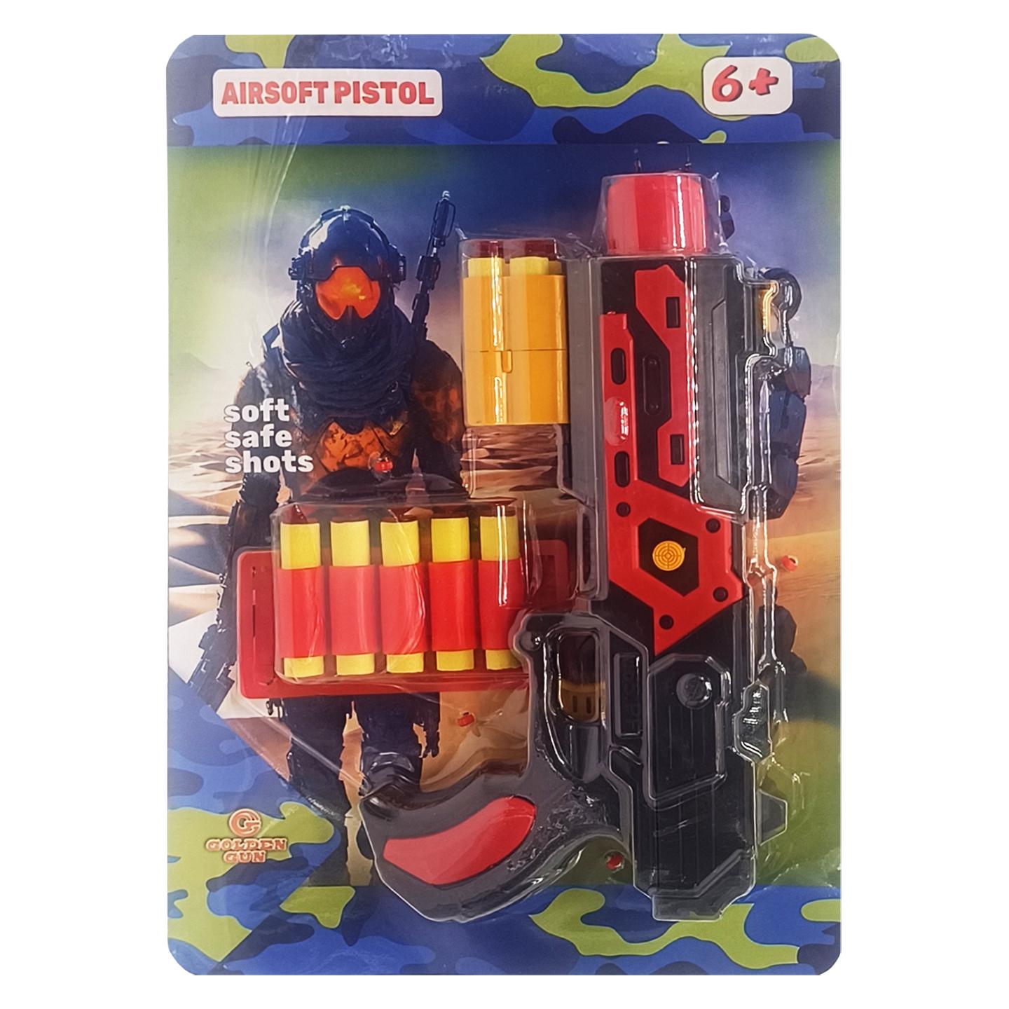 Пистолет на шариках Golden Gun мягкий игрушечный детский Красный (IW-181-W-151)