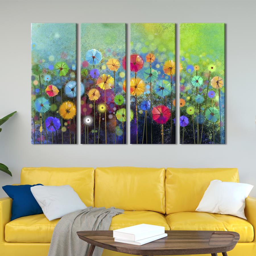 Модульная картина на холсте Полиптих Разноцветное поле 149x93 см (243-41)