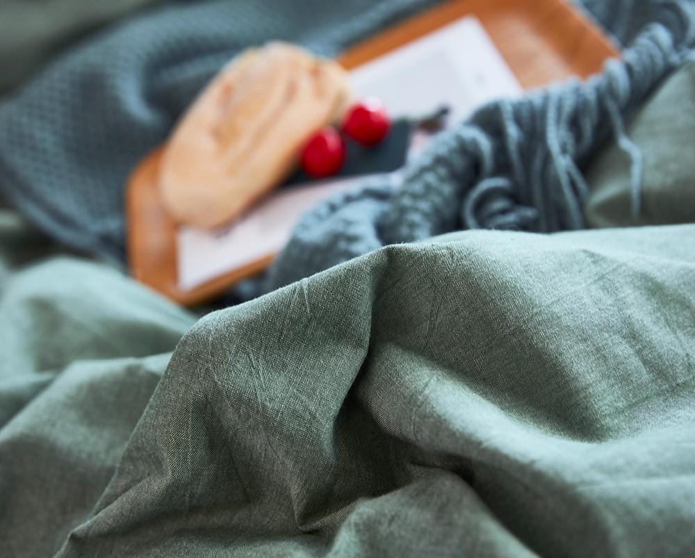 Комплект постельного белья Love You вареный хлопок евро 200x220 см Зеленый/Серый (62025) - фото 2 Комплект постельного белья Love You вареный хлопок евро 200x220 см Зеленый/Серый (62025) - фото 2