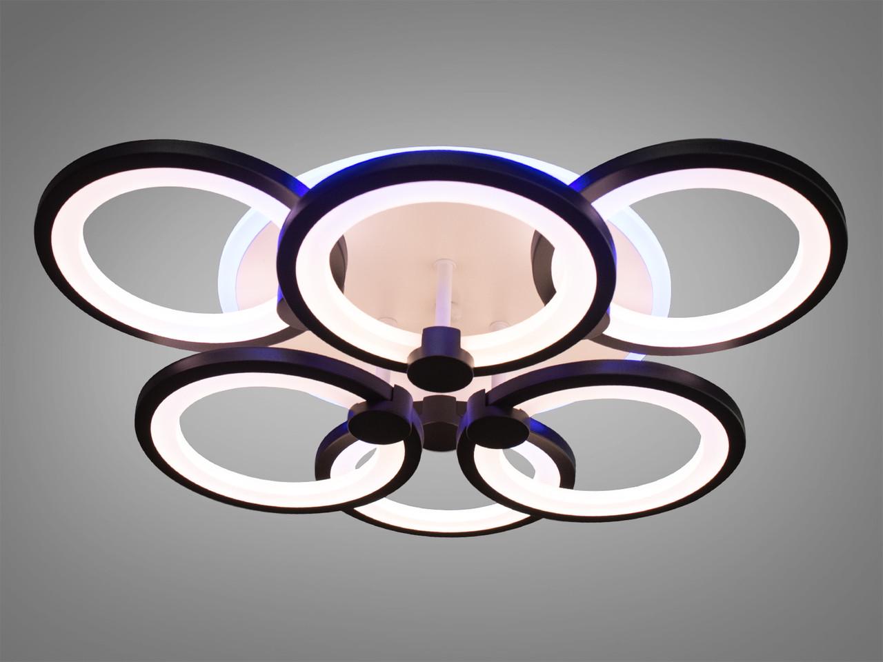 Люстра LED для залу з LED підсвічуванням 8022-3+3BK-LS 85W на 12 м2 Чорний (1870246550) - фото 2